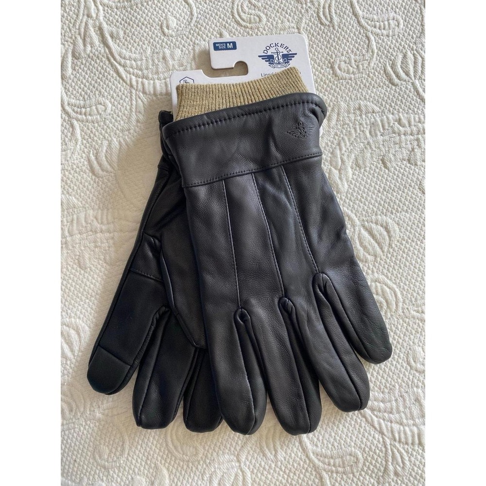 Dockers Black Leather Gloves Size M New Tag $68 Men s1